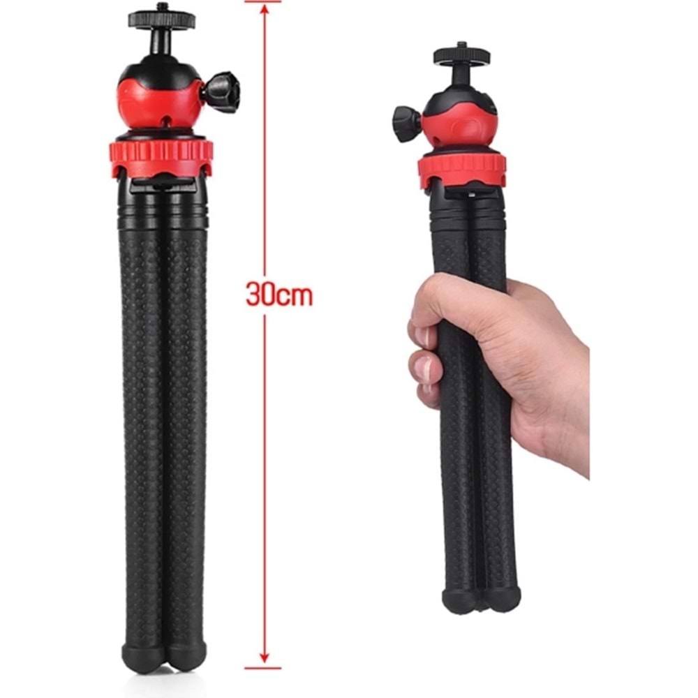 Esnek Ahtapot Tripod: Flexıble Masa Üstü Stand, Fotoğraf Makinesi ve Aksiyon Kamera Tutucu