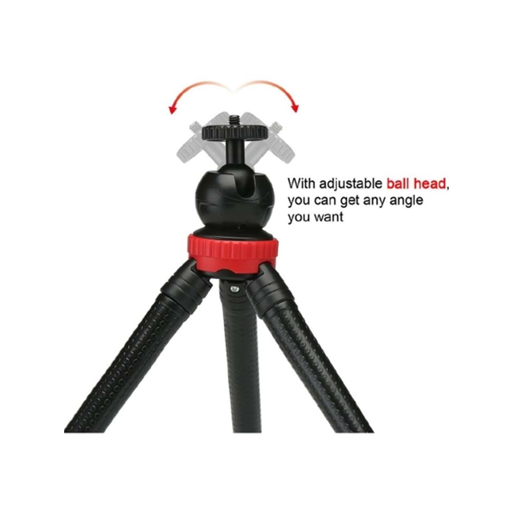 Esnek Ahtapot Tripod: Flexıble Masa Üstü Stand, Fotoğraf Makinesi ve Aksiyon Kamera Tutucu