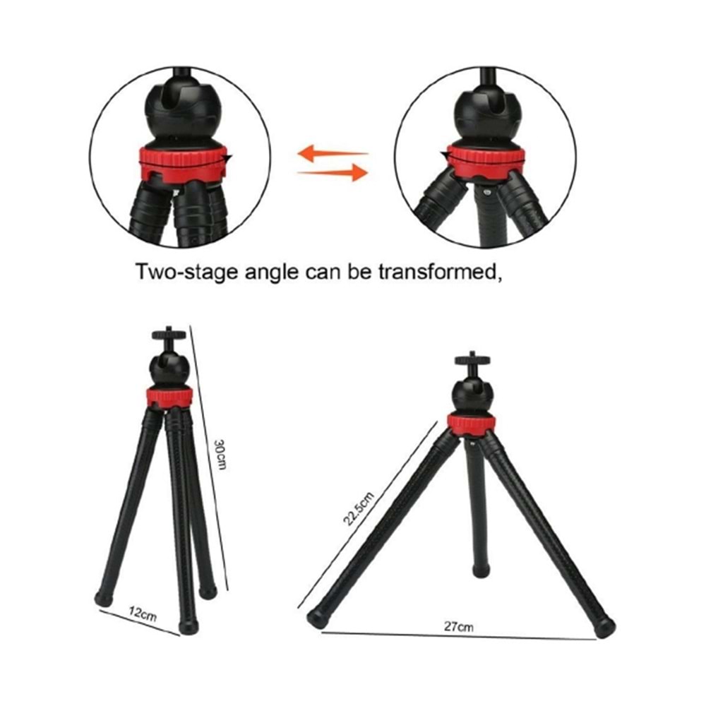 Esnek Ahtapot Tripod: Flexıble Masa Üstü Stand, Fotoğraf Makinesi ve Aksiyon Kamera Tutucu