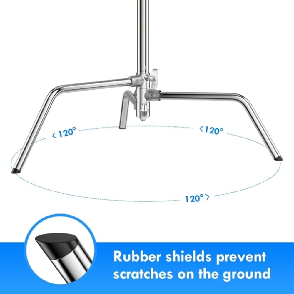 DP Boom kollu C stand, 330 cm ayarlanabilir çelik aydınlatma tripodu, tutma kollu, bacaklı