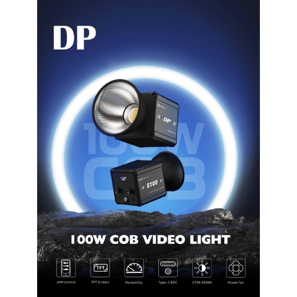 DP S100 100W Bi-Color COB Led Flaş Sürekli Işık AC Güç Adaptörlü