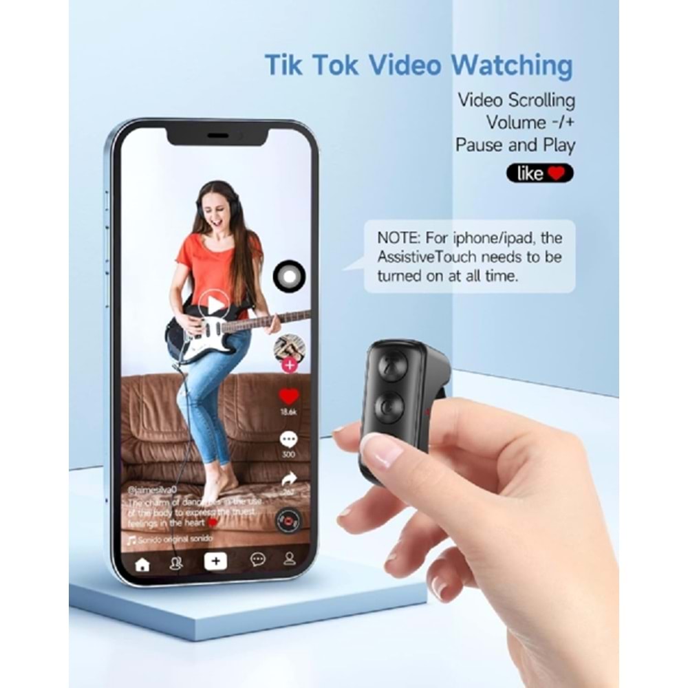 DP Tiktok Uzaktan Kumanda Halkası Parmak Kaydırıcı Kaydırma Halkası,iPhone,Android