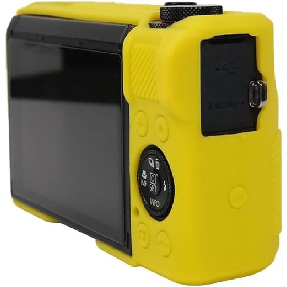 DP Canon Powershot G7 X Mark III / G7x3 Lens Kapaklı Yumuşak Silikon Koruyucu Kılıf Sarı Renk