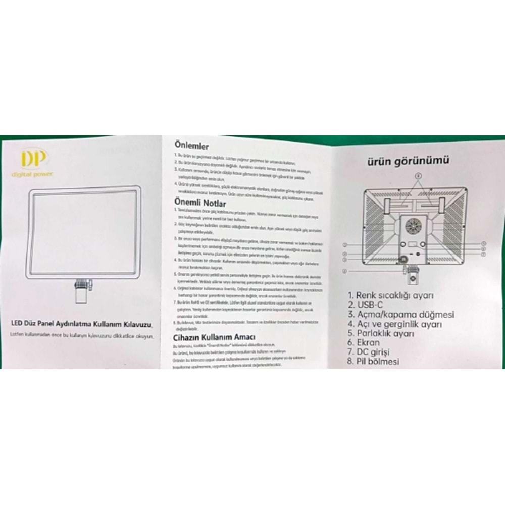DP DP-288 PRO APP Kontrollü Soft Işık Video Fotoğraf Softbox + 2 M Stand