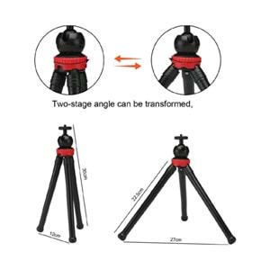 Esnek Ahtapot Tripod: Flexıble Masa Üstü Stand, Fotoğraf Makinesi ve Aksiyon Kamera Tutucu