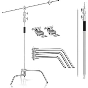 DP Boom kollu C stand, 330 cm ayarlanabilir çelik aydınlatma tripodu, tutma kollu, bacaklı
