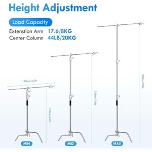 DP Boom kollu C stand, 330 cm ayarlanabilir çelik aydınlatma tripodu, tutma kollu, bacaklı