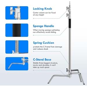 DP Boom kollu C stand, 330 cm ayarlanabilir çelik aydınlatma tripodu, tutma kollu, bacaklı