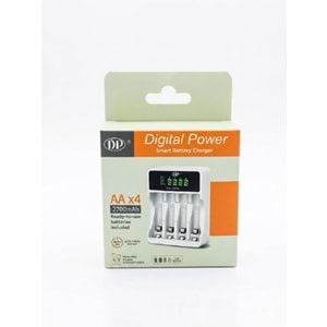 DP-CH1-201AL 4lü PİL USB LCD Şarj Aleti Şarj Cihazı+4 Adet AA 2700 mAh Şarjlı Kalem Pil Hediyeli