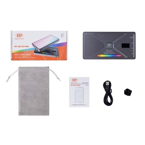 DP-LED 225 PRO Rgb Led Işık 2500K-9900K Fotoğraf Video Işığı Şarjlı ve App Kontrollü