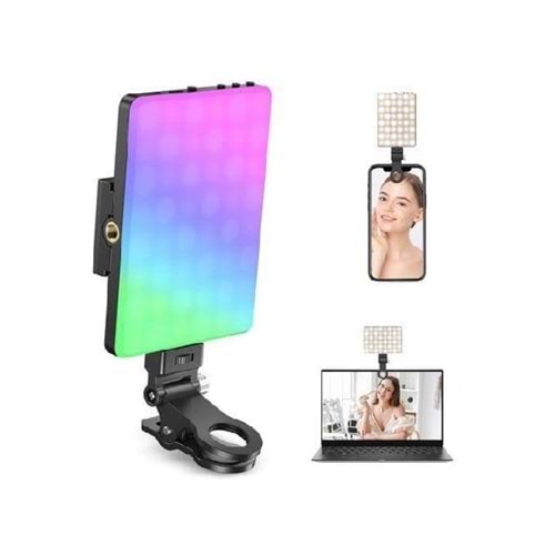 DP Led 68 RGB Mini Klipsli Foto Kamera Işığı Cep Telefonu Led Işık Selfie Işık Şarj Edilebilir