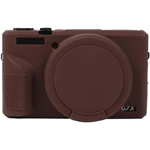 DP Canon Powershot G7 X Mark III / G7x3 Lens Kapaklı Yumuşak Silikon Koruyucu Kılıf Kahverengi Renk