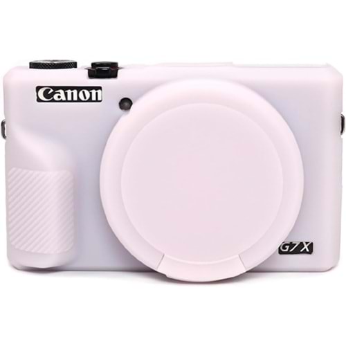 DP Canon Powershot G7 X Mark III / G7x3 Lens Kapaklı Yumuşak Silikon Koruyucu Kılıf Beyaz Renk