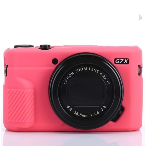 DP Canon Powershot G7 X Mark III / G7x3 Lens Kapaklı Yumuşak Silikon Koruyucu Kılıf Kırmızı Renk