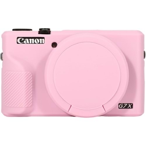 DP Canon Powershot G7 X Mark III / G7x3 Lens Kapaklı Yumuşak Silikon Koruyucu Kılıf Açık Pembe Renk