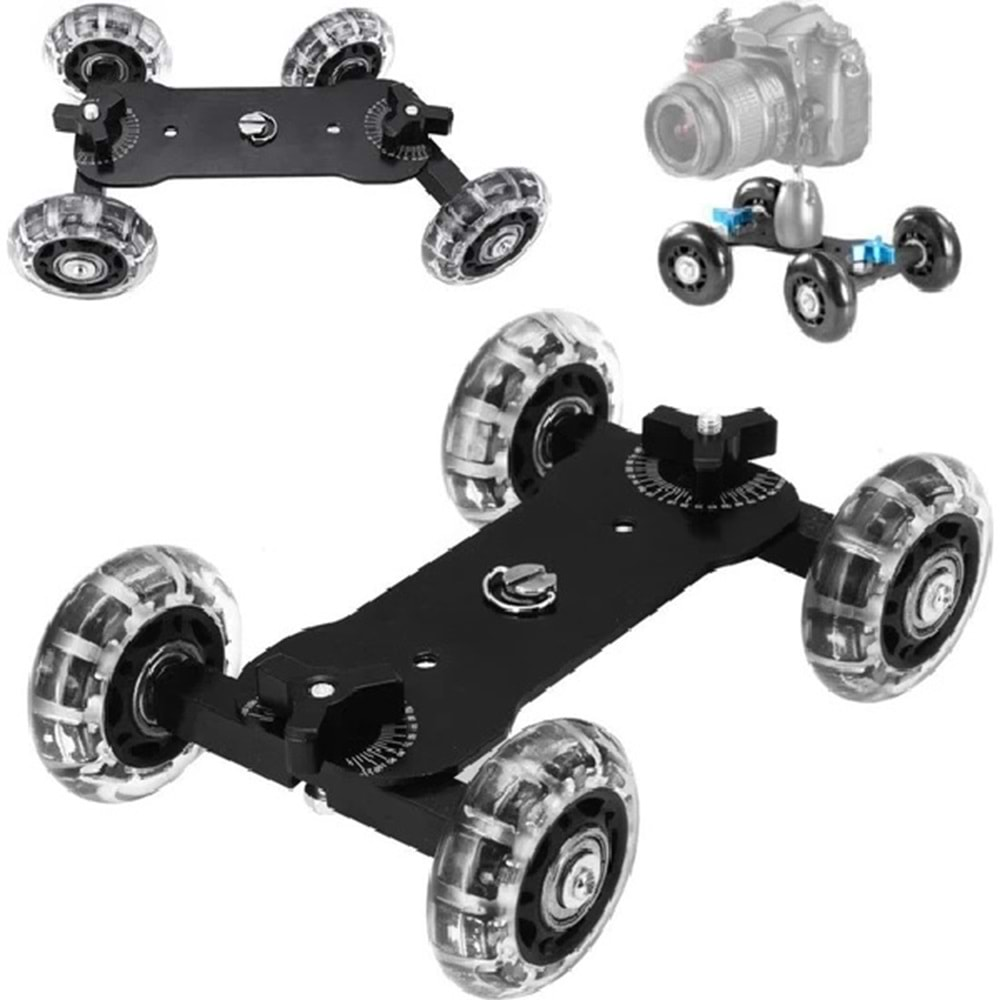 DP Dslr Makinalar İçin Mini Dolly Kit Skater Kamera Arabası