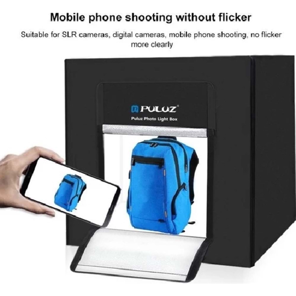 DP Puluz Profesyonel 80x80 cm LED Işıklı Ürün Fotoğraf Çekim Çadırı