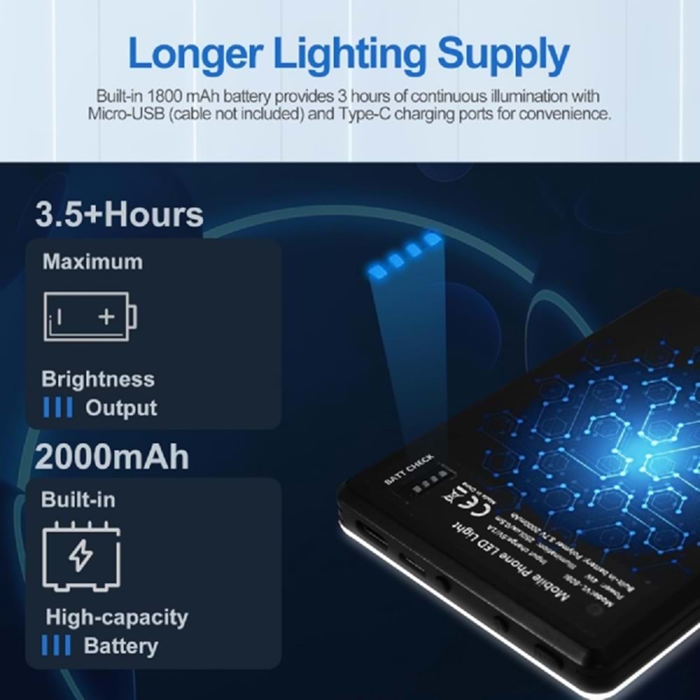 DP Led 60 Mini Klipsli Foto Kamera Işığı Cep Telefonu Led Işık Selfie Işık Şarj Edilebilir
