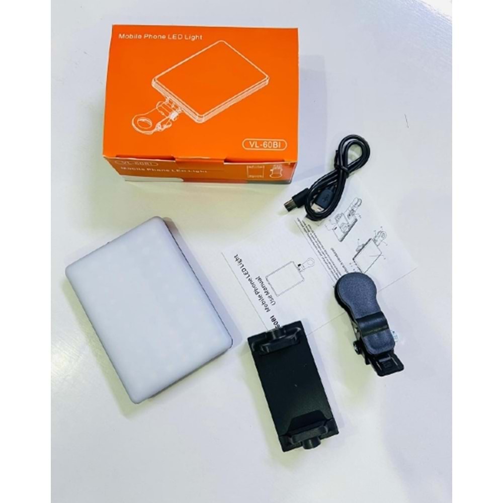 DP Led 60 Mini Klipsli Foto Kamera Işığı Cep Telefonu Led Işık Selfie Işık Şarj Edilebilir