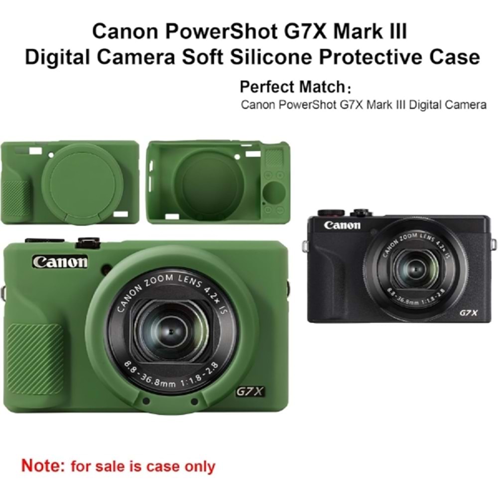DP Canon Powershot G7 X Mark III / G7x3 Lens Kapaklı Yumuşak Silikon Koruyucu Kılıf Yeşil Renk