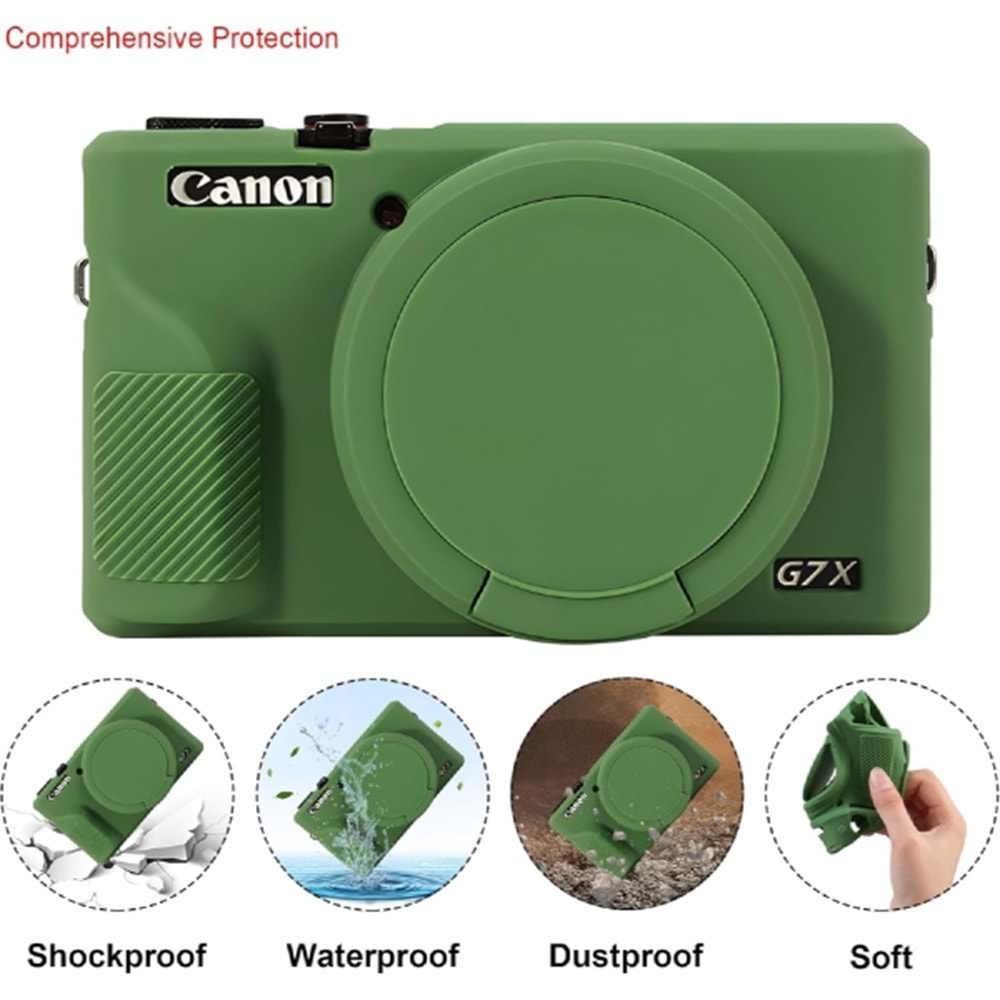 DP Canon Powershot G7 X Mark III / G7x3 Lens Kapaklı Yumuşak Silikon Koruyucu Kılıf Yeşil Renk
