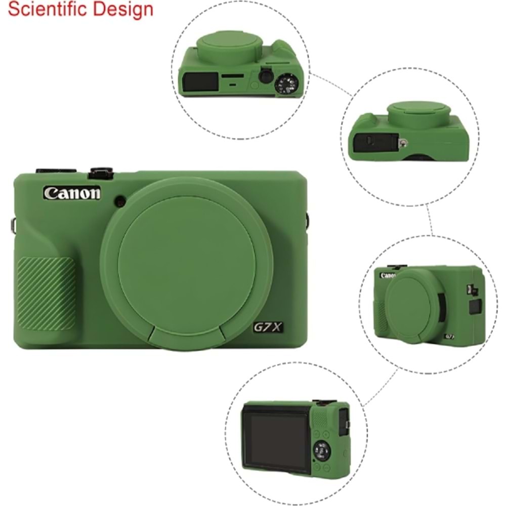 DP Canon Powershot G7 X Mark III / G7x3 Lens Kapaklı Yumuşak Silikon Koruyucu Kılıf Yeşil Renk
