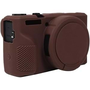 DP Canon Powershot G7 X Mark III / G7x3 Lens Kapaklı Yumuşak Silikon Koruyucu Kılıf Kahverengi Renk