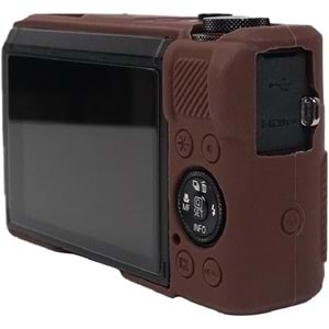 DP Canon Powershot G7 X Mark III / G7x3 Lens Kapaklı Yumuşak Silikon Koruyucu Kılıf Kahverengi Renk