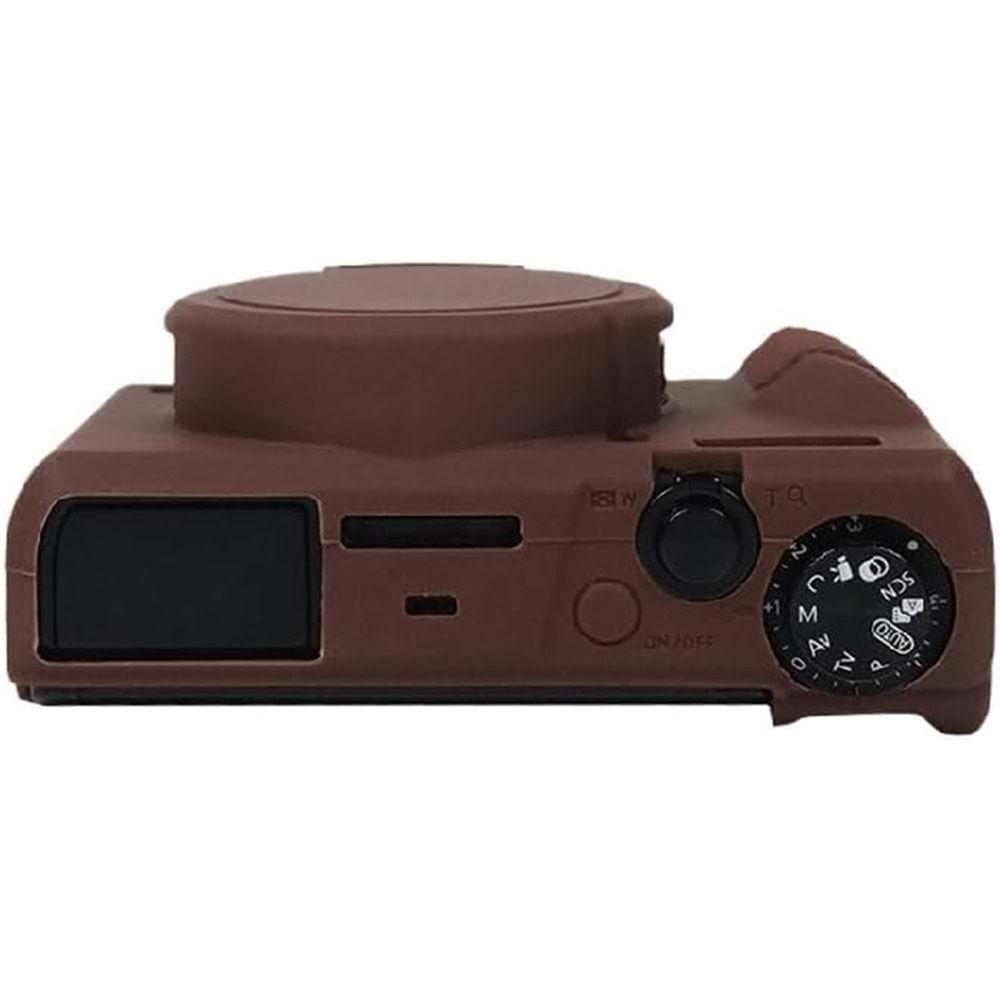 DP Canon Powershot G7 X Mark III / G7x3 Lens Kapaklı Yumuşak Silikon Koruyucu Kılıf Kahverengi Renk
