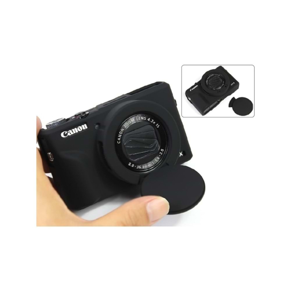 DP Canon Powershot G7 X Mark III / G7x3 Lens Kapaklı Yumuşak Silikon Koruyucu Kılıf Siyah Renk