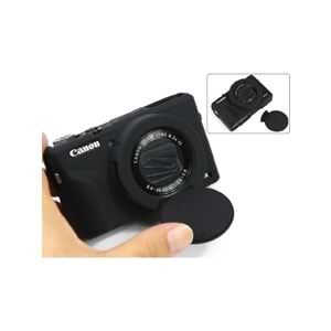 DP Canon Powershot G7 X Mark III / G7x3 Lens Kapaklı Yumuşak Silikon Koruyucu Kılıf Siyah Renk