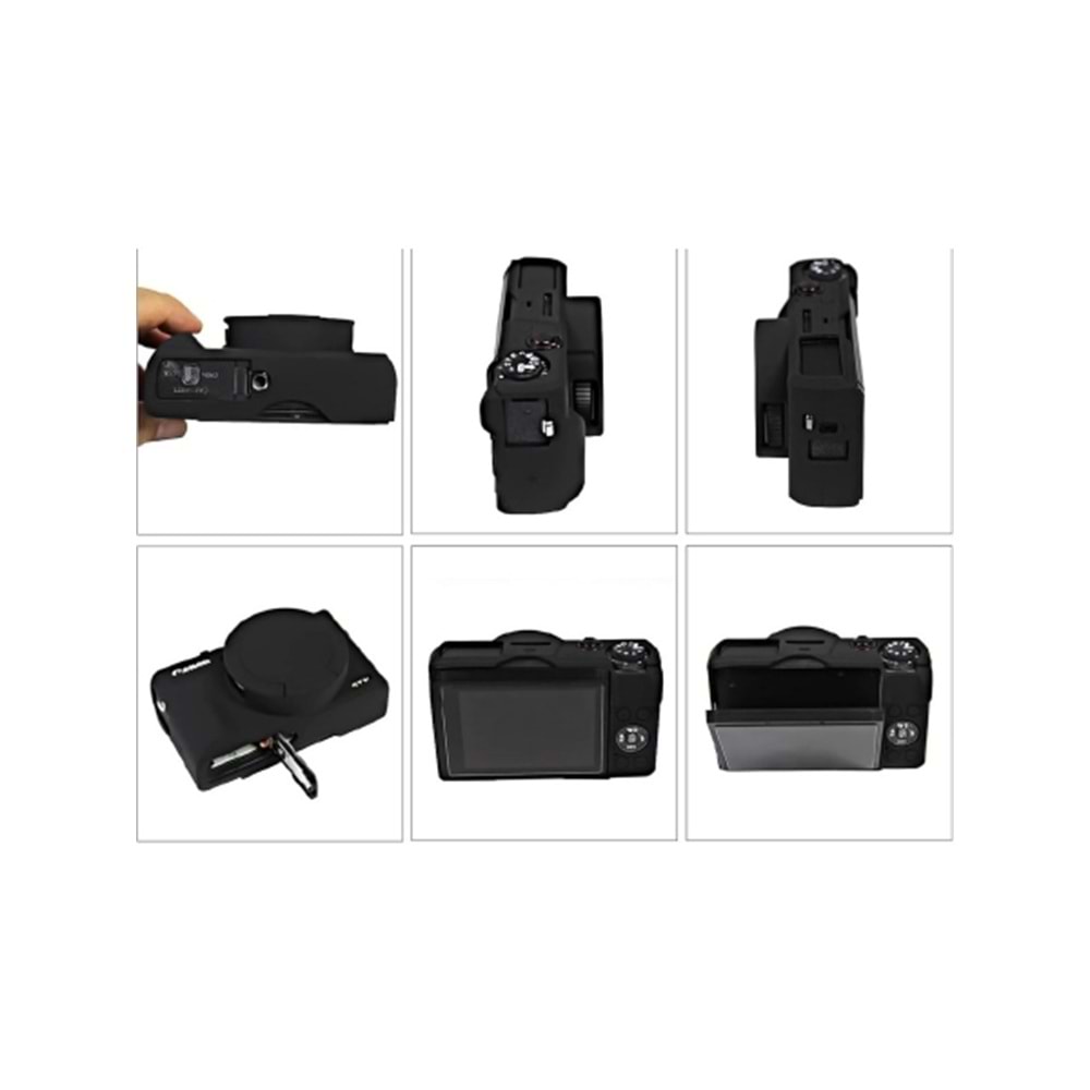 DP Canon Powershot G7 X Mark III / G7x3 Lens Kapaklı Yumuşak Silikon Koruyucu Kılıf Siyah Renk