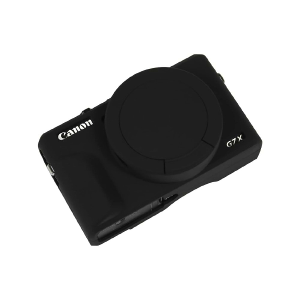 DP Canon Powershot G7 X Mark III / G7x3 Lens Kapaklı Yumuşak Silikon Koruyucu Kılıf Siyah Renk