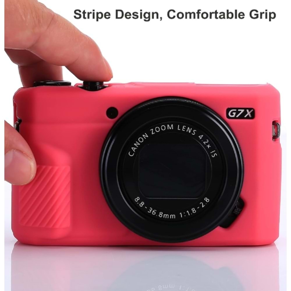 DP Canon Powershot G7 X Mark III / G7x3 Lens Kapaklı Yumuşak Silikon Koruyucu Kılıf Kırmızı Renk
