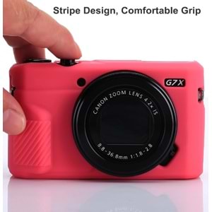 DP Canon Powershot G7 X Mark III / G7x3 Lens Kapaklı Yumuşak Silikon Koruyucu Kılıf Kırmızı Renk