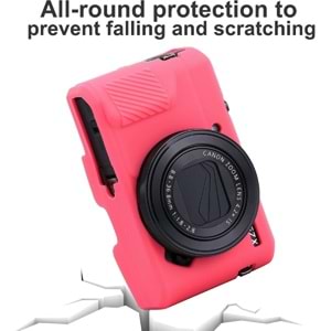 DP Canon Powershot G7 X Mark III / G7x3 Lens Kapaklı Yumuşak Silikon Koruyucu Kılıf Kırmızı Renk