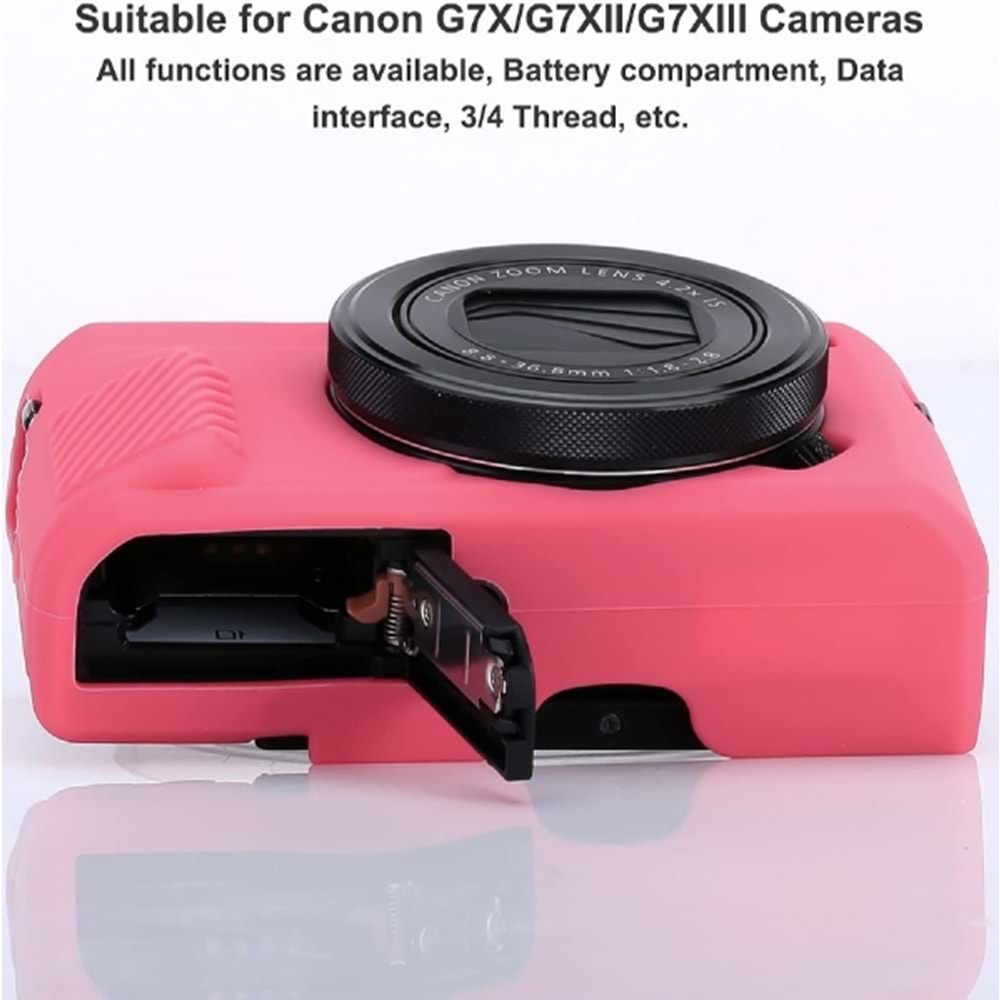 DP Canon Powershot G7 X Mark III / G7x3 Lens Kapaklı Yumuşak Silikon Koruyucu Kılıf Kırmızı Renk