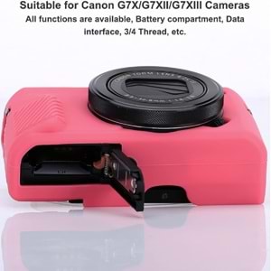 DP Canon Powershot G7 X Mark III / G7x3 Lens Kapaklı Yumuşak Silikon Koruyucu Kılıf Kırmızı Renk