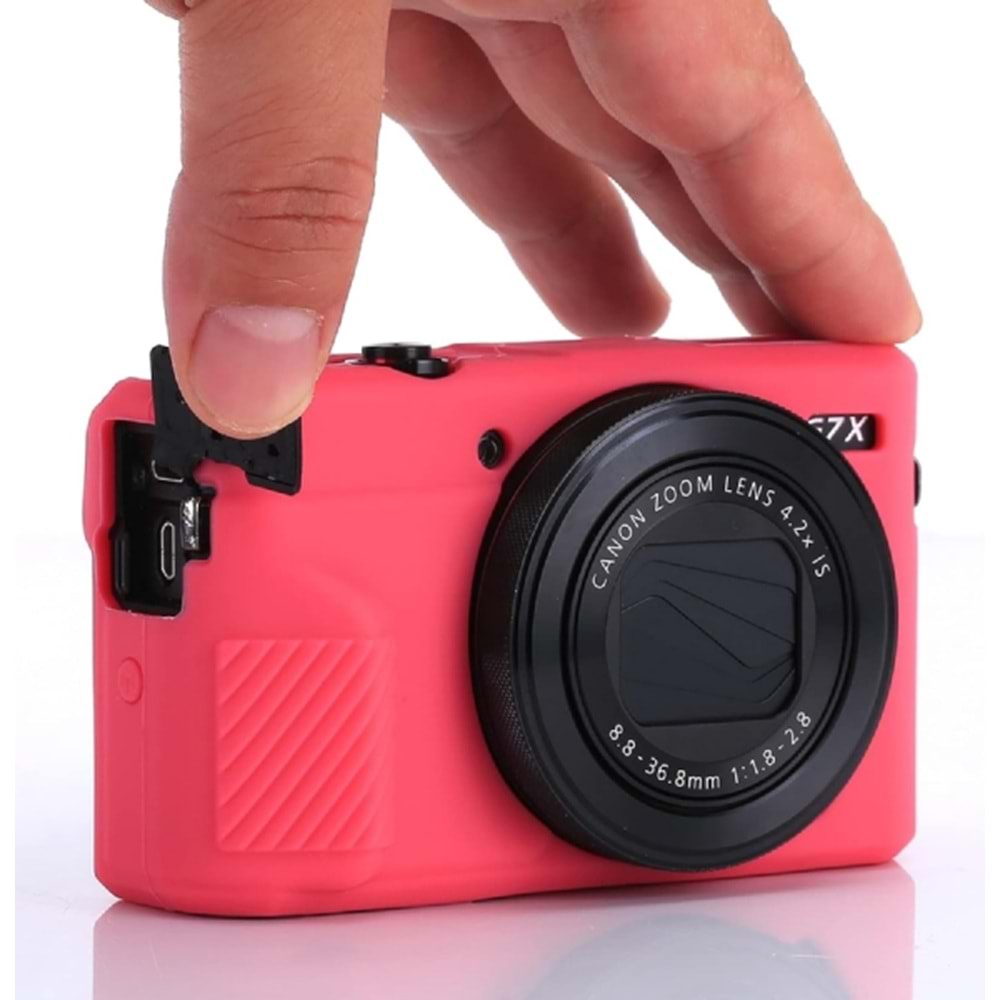 DP Canon Powershot G7 X Mark III / G7x3 Lens Kapaklı Yumuşak Silikon Koruyucu Kılıf Kırmızı Renk