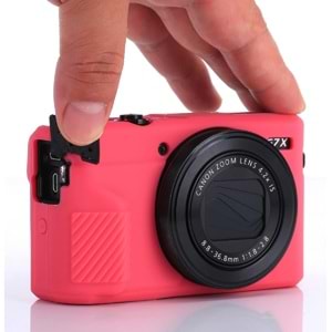 DP Canon Powershot G7 X Mark III / G7x3 Lens Kapaklı Yumuşak Silikon Koruyucu Kılıf Kırmızı Renk