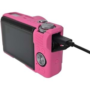 DP Canon Powershot G7 X Mark III / G7x3 Lens Kapaklı Yumuşak Silikon Koruyucu Kılıf Koyu Pembe Renk