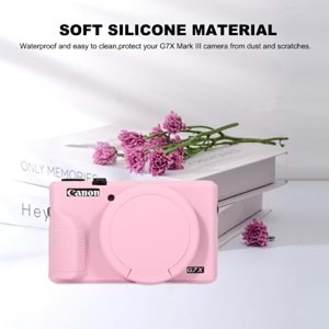 DP Canon Powershot G7 X Mark III / G7x3 Lens Kapaklı Yumuşak Silikon Koruyucu Kılıf Açık Pembe Renk