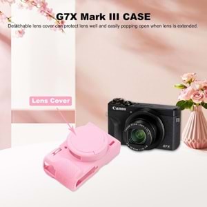 DP Canon Powershot G7 X Mark III / G7x3 Lens Kapaklı Yumuşak Silikon Koruyucu Kılıf Açık Pembe Renk
